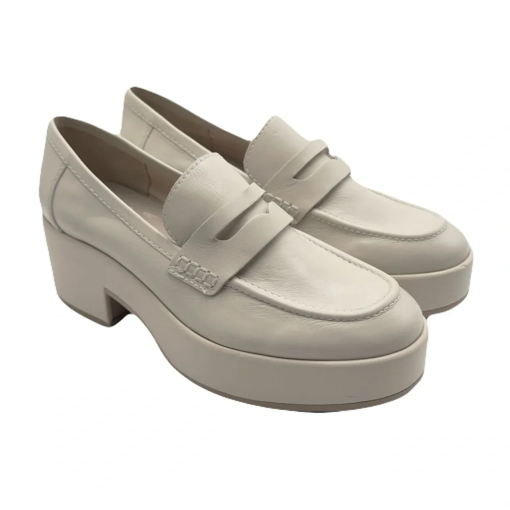 NEW Dolce Vita Yanni Platform Loafer Shoes Round Toe Women's Ivory Size US 7.5 - Picture 1 of 12